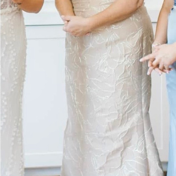 Gia Franco Mother of Bride Champagne One Shoulder Sleeveless Gown - Picture 8 of 11